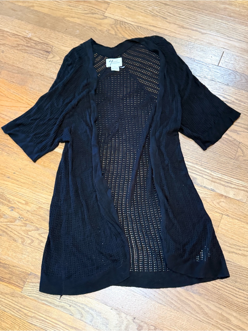 Andrea Jovine Black Openwork Knit Cardigan Size S